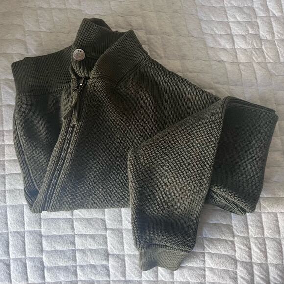 Margaret O’ Leary Olive Green Knit Full Zip Sweater - Picture 1 of 6